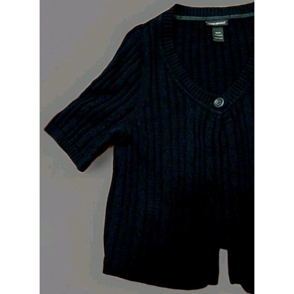 Lane Bryant 18/20 Black Knit Ribbed Cardigan 3/4 Sleeve Button Front Y2K Grunge - Picture 2 of 7